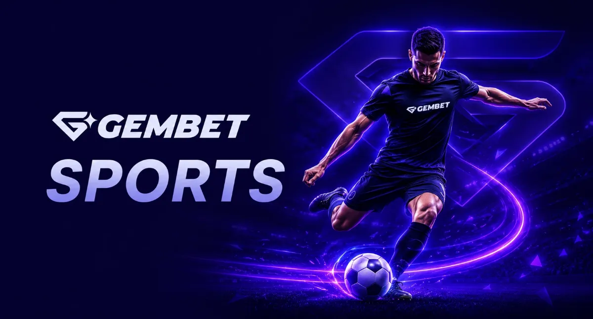 GemBet Sports banner with a footballer striking the ball